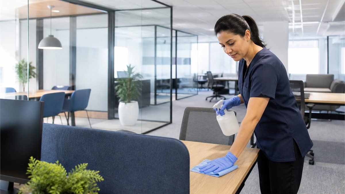 Moderne kantoorruimte voor professionele kantoorschoonmaak