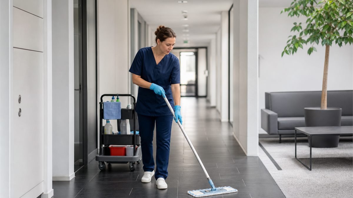 Regelmatige schoonmaak in een moderne bedrijfsruimte